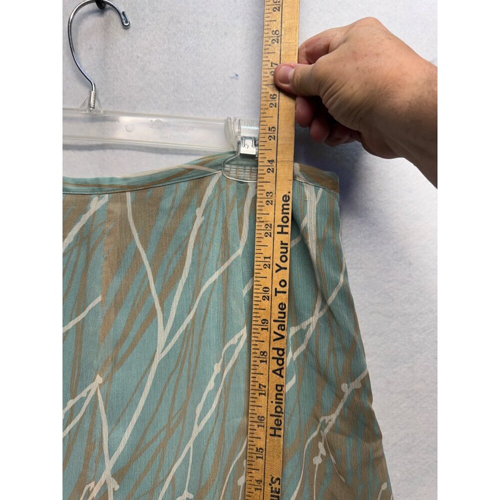 Liz Claiborne Ratio Flowy A-Line Skirt Size 12 Teal & Tan Abstract - Picture 4 of 6